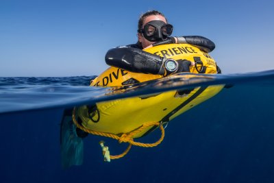 person on the buoy