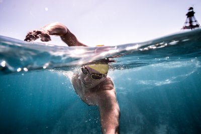 A man swimming