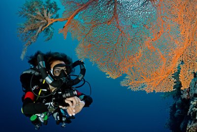 Female diver underwater