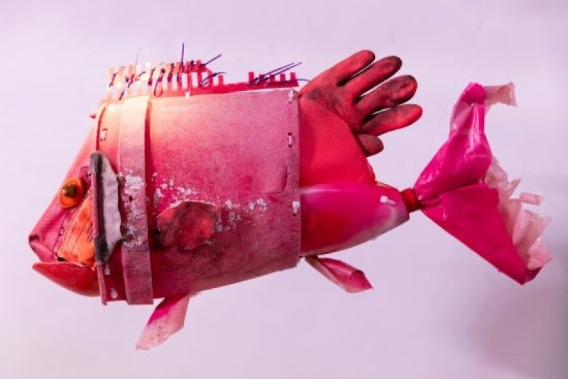 Greenpeace ship Beluga II starts a river tour for the oceans in Muenster. On board are marine creatures made out of plastic waste. Visitors are invited to come on