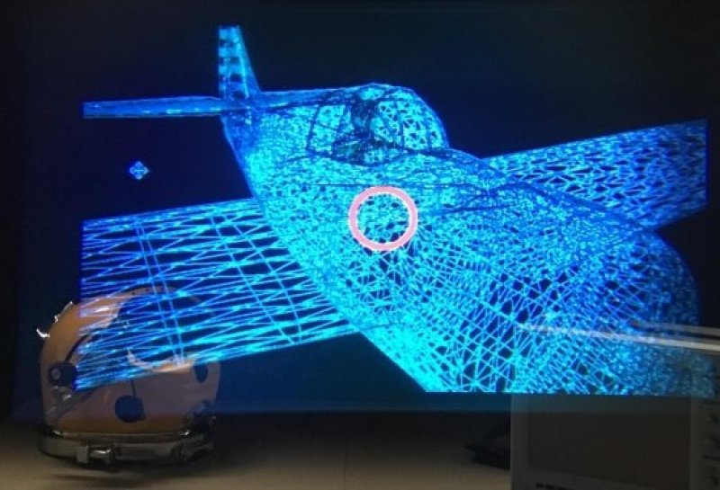 Laboratory simulation of the DAVD image of a plane on the seafloor. (c) Richard Manley/US Navy