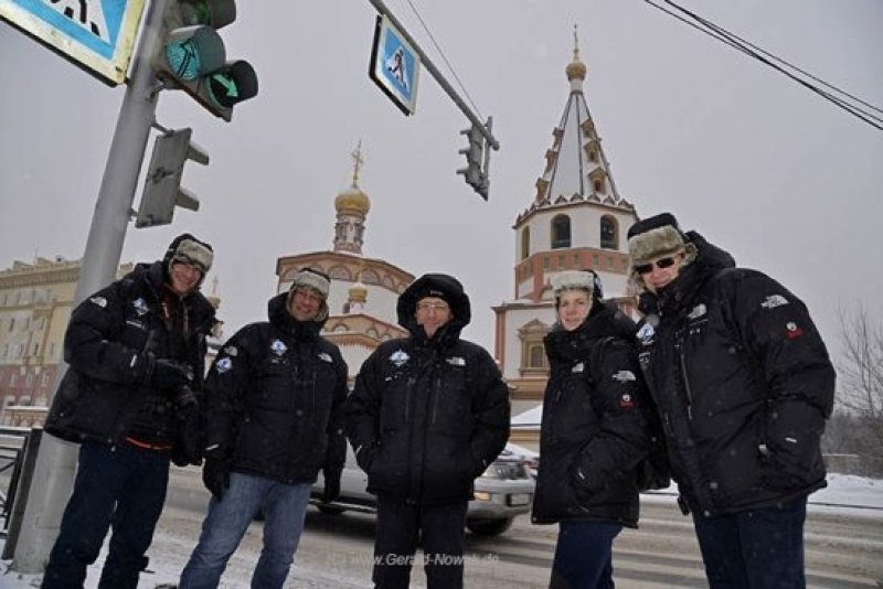 The team exploring the city