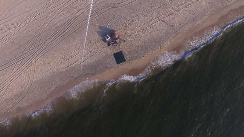 View of the beach camp from the drone.
(c) GEOMAR