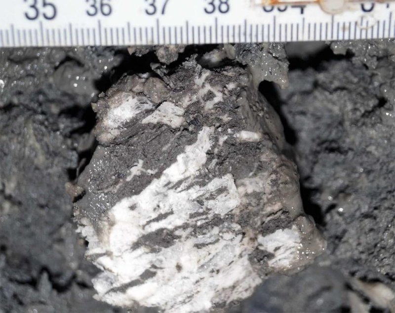 White methane hydrate layers pass through the sediments © MARUM - Center for Marine Environmental Sciences, University of Bremen; G. Bohrmann