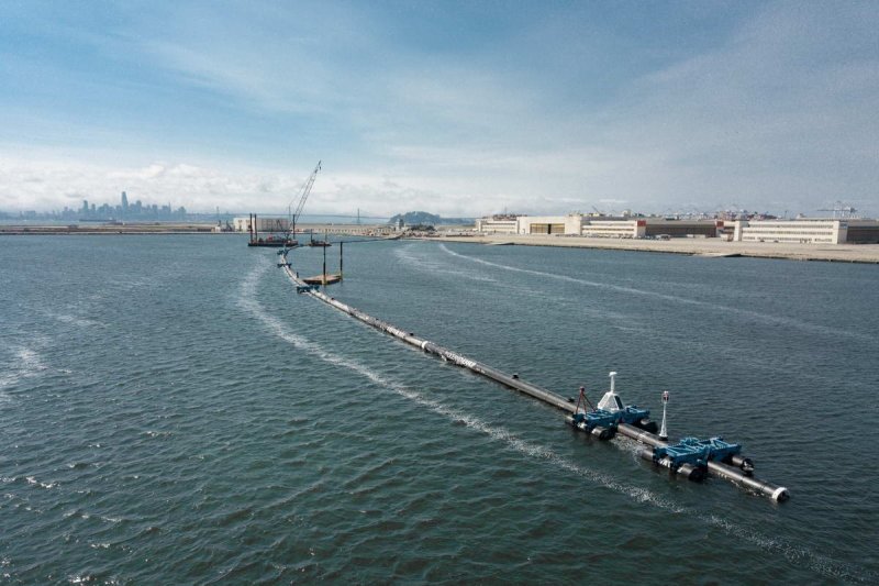 First Tow Test of the complete system a month ago, Photo: © The Ocean Cleanup