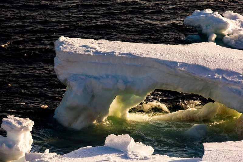 Drifting iceberg in the Weddell Sea, surrounded by sea ice.
(c) Mario Hoppmann