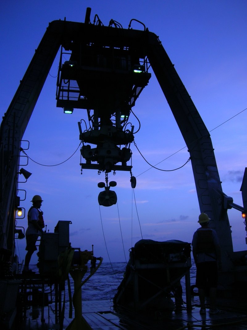Preparing to collect water samples during dusk, photo: © Alexandra Z. Worden
