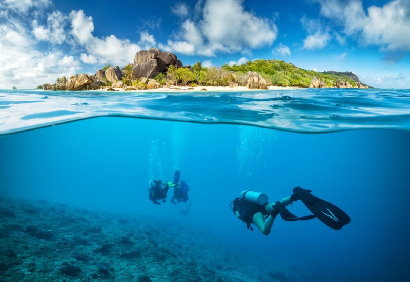 Wonderful dive destination - Divers below the surface 