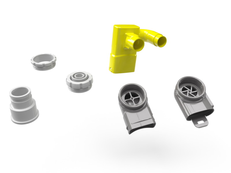 Connectors to use the snorkel mask as end-piece of a ventilator